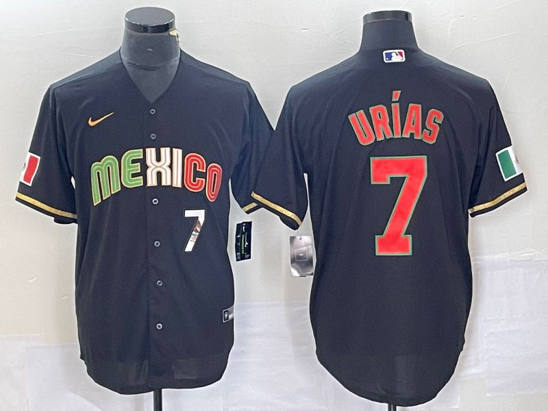 Men 2023 World Cub Mexico 7 Urias Black Nike MLB Jersey style 91842